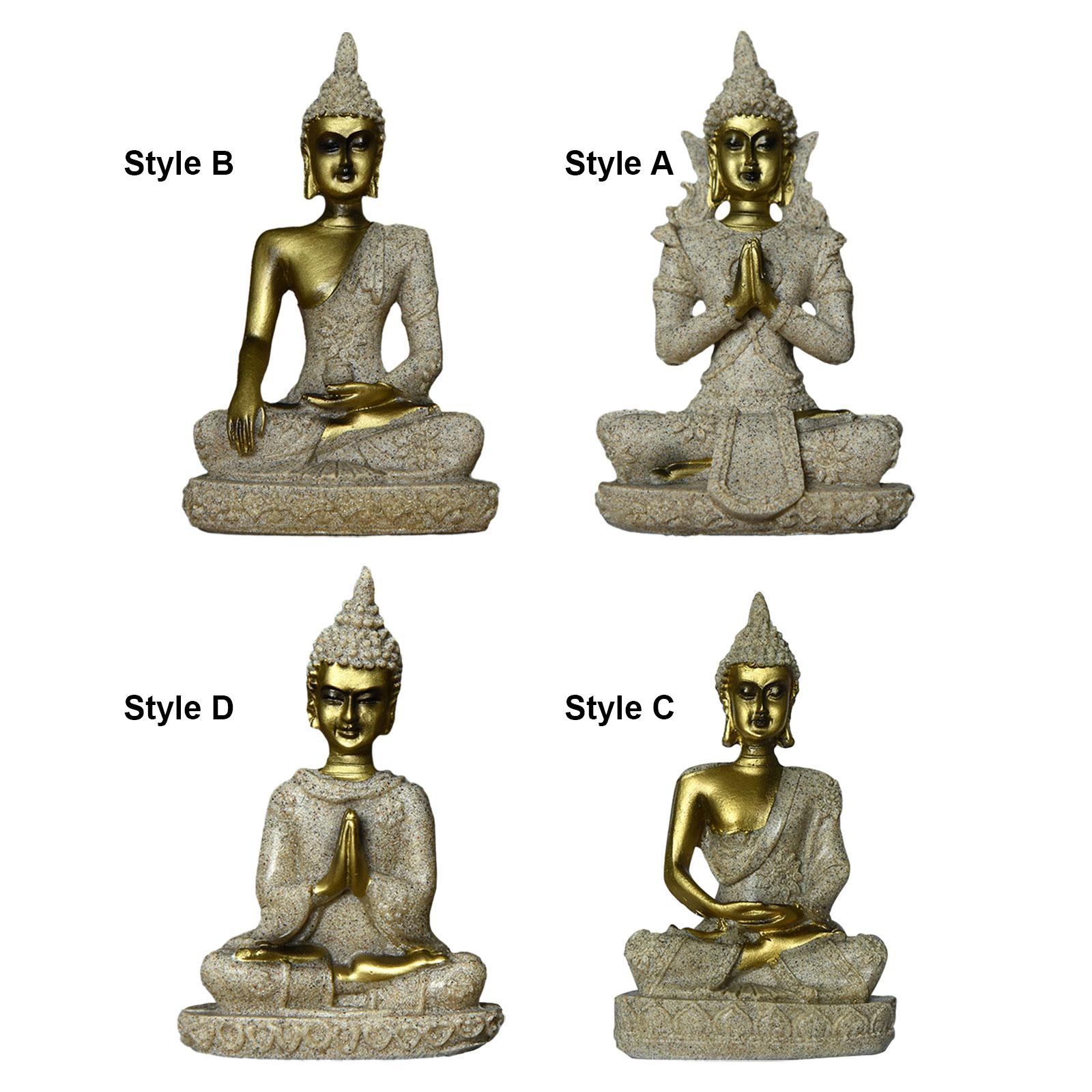 Resin Art Work - アンティーク調の樹脂製仏像。家庭やオフィスでの装飾、タイ仏教の工芸品、彫刻、芸術作品、装飾品、コレクション、卓上置物として。