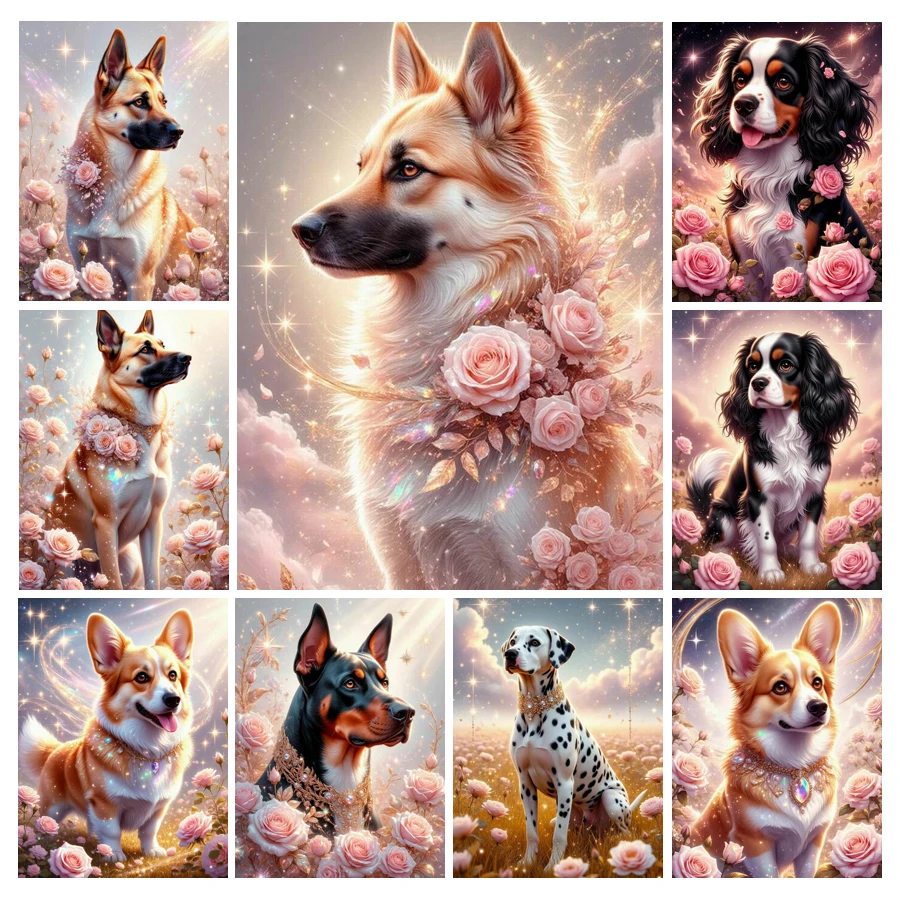 かわいい犬と花のダイヤモンドペイント、2026年新コレクショ - Resin Art Rose のレビューと価格